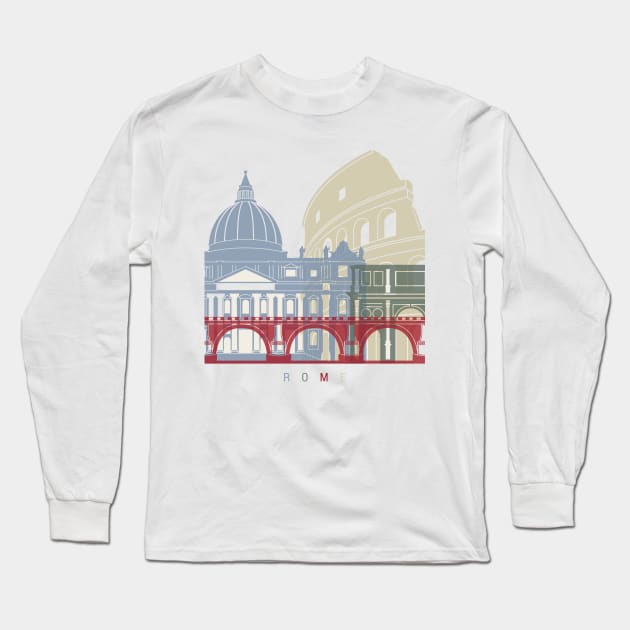 Rome skyline poster Long Sleeve T-Shirt by PaulrommerArt